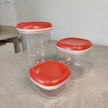 Kit 3 Peças Modular Clear com Tampa Vermelha - Tupperware