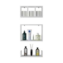 Kit 3 Peças Nicho Prateleira para Banheiro Branco 40 x 12cm