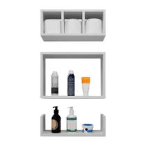 Kit 3 Peças Nicho Prateleira para Banheiro Lavabo 40 x 12cm - Branco ou Preto