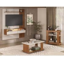 Kit 3 Peças, Painel ripado para Tv até 65 Polegadas, Bar e Mesa de Centro Matisse