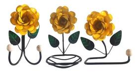 Kit 3 Peças para Banheiro com Flores em Ferro