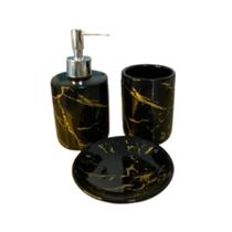 Kit 3 Peças Para Banheiro Lavabo De Cerâmica E Plástico Kit 3 Peças Para Banheiro Lavabo De Cerâmica E Plástico