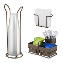 Kit 3 Peças Porta Sachês Copos 200ml Suporte Guardanapos Cor Café - Future Kit 3 Peças Porta Sachês Copos 200ml Suporte Guardanapos Cor Café - Future