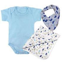 Kit 3 Peças Presente Saída De Maternidade Body Bandana Manta