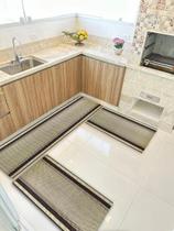 Kit 3 Peças PS Jogo Tapete Cozinha Largo 0,66 Antiderrapante