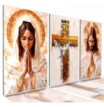 Kit 3 Peças Quadro Decorativo Maria Jesus Cristo Salmo 23 Colorido Colorido Kit 3 Peças Quadro Decorativo Maria Jesus Cristo Salmo 23 Colorido Colorido