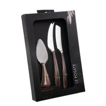 Kit 3 Peças Queijo Faca Espátula Petisco Petisqueira Tabaco Conjuto Utensílios Cozinha Luxo Bugatti
