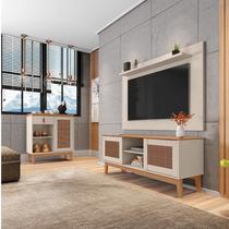 Kit 3 Peças Rack com Painel para TV até 60 Polegadas Retrô Safira e Aparador Rubi