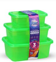 Kit 3 Peças retangulares Potes tipo marmita / armazenamento de alimentos / cozinha / decoração / PMG