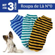 Kit 3 Peças Roupinha de Lã para Cães Cachorro Pet Nº 0