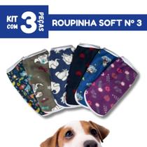 Kit 3 Peças Roupinha Soft N3 para Cães Cachorro Pet