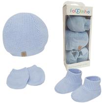 Kit 3 Peças Sapatinho Touca Luva Bebê Recém Nascido Enxoval Tricô Maternidade Antialérgico Baby Fofinho Cor:Azul Blue Sk Kit 3 Peças Sapatinho Touca Luva Bebê Recém Nascido Enxoval Tricô Maternidade Antialérgico Baby Fofinho Cor:Azul Blue Sk