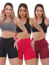 Kit 3 Peças - Shorts Legging Feminino Cirre 3D Academia Fitness