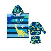 Kit 3 Peças Sunga Blusa E Toalha Poncho Praia Menino