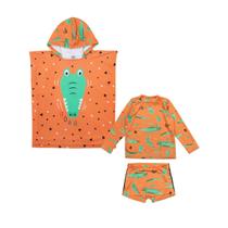 Kit 3 Peças Sunga Blusa E Toalha Poncho Praia Menino