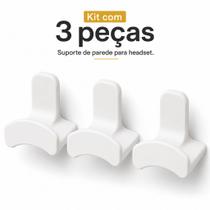 Kit 3 peças Suporte de Parede para Headset Headphone Fone de Ouvido com Montagem Oculta Organizador Gamer Home Office Co