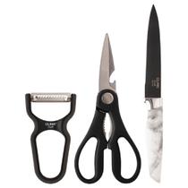 Kit 3 Peças Tesoura Faca Descascador Cozinha Utensilios Casa Kit 3 Peças Tesoura Faca Descascador Cozinha Utensilios Casa