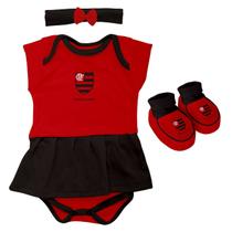 Kit 3 Peças Torcida Baby Body Menina Flamengo - 033B