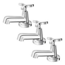 Kit 3 Peças Torneira Lavatório De Mesa Docol Nova Pertutti Prateado Cromado