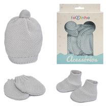 Kit 3 Peças Touca Par De Sapatinho Par de Luva Para Bebê Recém Nascido Maternidade Antialérgico Luxo Fofinho Kit 3 Peças Touca Par De Sapatinho Par de Luva Para Bebê Recém Nascido Maternidade Antialérgico Luxo Fofinho