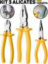 Kit 3 Peças Tramontina Alicates Corte Diagonal 6'' Bico 6" E Universal 8" Ferramentas P/ Oficina Manutenção Kit 3 Peças Tramontina Alicates Corte Diagonal 6'' Bico 6" E Universal 8" Ferramentas P/ Oficina Manutenção