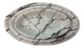 Kit 3 Peças Travessa Oval Em Cerâmica Branco Design Refinado