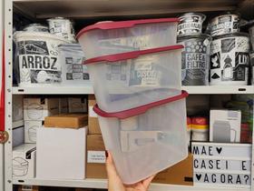 Kit 3 Peças Tupperware Toque 1 + Touch Fresh Retangular com Tampa Marsala