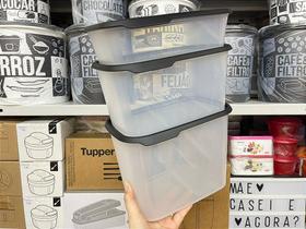 Kit 3 Peças Tupperware Toque 1 + Touch Fresh Retangular com Tampa Preta