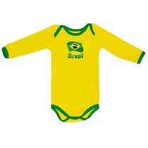 Kit 3 Peças Uniforme Bebê do Brasil Longo Torcida Baby - 034A