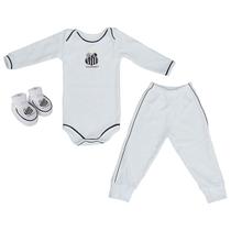 Kit 3 Peças Uniforme Bebê do Santos Longo Torcida Baby - 034