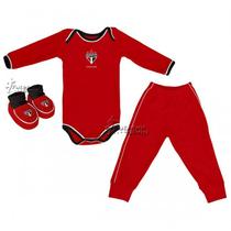 Kit 3 Peças Uniforme Bebê do São Paulo Torcida Baby Body - 034A Kit 3 Peças Uniforme Bebê do São Paulo Torcida Baby Body - 034A
