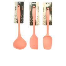 Kit 3 Peças Utensílios De Silicone Grande Rosa