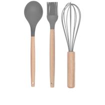 Kit 3 Peças Utensílios Silicone Bambu Colher, Pincel e Fouet Kit 3 Peças Utensílios Silicone Bambu Colher, Pincel e Fouet