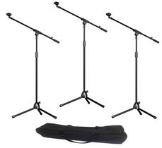 Kit 3 Pedestal Suporte Tripé Girafa P/Microfone Dinâmico Bag