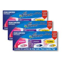 Kit 3 Pedra Sanitária Perfumada 75g Mil Aromas 3 unidades