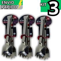 Kit 3 Pegador de Carne em Inox Pegador Gelo Frutas Sobremesas Salada Buffet Restaurante Churrascaria Kit 3 Pegador de Carne em Inox Pegador Gelo Frutas Sobremesas Salada Buffet Restaurante Churrascaria