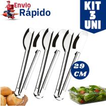 Kit 3 Pegador Universal 29cm Multiuso Utensílio de Cozinha Aço Inox Cozinha Buffet Restaurante Padaria