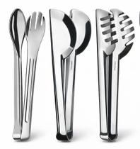 Kit 3 Pegadores Inox 20cm Reforçados Cozinha Completa Massa Salada e Multiuso Resistente e Prático