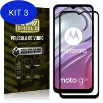 Kit 3 Película Vidro Moto G20 Blindada Para Tela 6,5 Full Cover