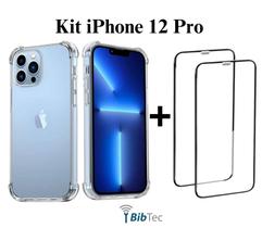 Kit 3 Películas 3D Vidro + Capa Capinha Transparente para Iphone 12 Pro