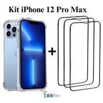 Kit 3 Películas 3D Vidro + Capa Capinha Transparente para Iphone 12 Pro Max