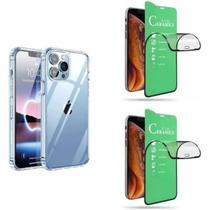 Kit 3 Películas Cerâmica Fosca + Capa Capinha Transparente para Iphone 11 Pro