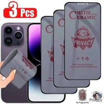 Kit 3 Películas Cerâmica Fosca Privacidade Compatível com Iphone 14 Pro Max - HUANG