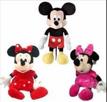 Kit 3 Pelúcia Mickey Minnie Laço Rosa Vermelho Tamanho 25 Cm