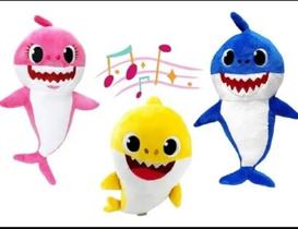 Kit 3 Pelúcias Baby Shark 20cm Antialérgico Super Macio Musical