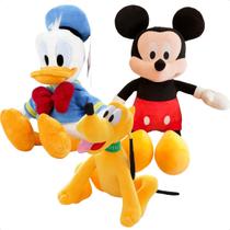 Kit 3 Pelúcias Mickey Pato Donald e Pluto Infantil 30cm
