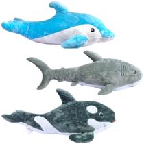 Kit 3 Pelúcias Tubarão Golfinho e Baleia Plush - Fizzy Kit 3 Pelúcias Tubarão Golfinho e Baleia Plush - Fizzy