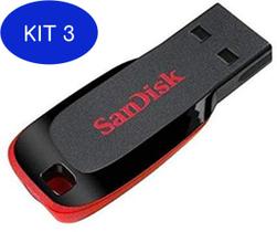 Kit 3 Pen Drive 64GB - Sandisk - Cruzer Blade by MO STORE