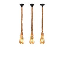 Kit 3 Pendente 1M Corda Sisal Rústico Lâmpada Led 4W E27