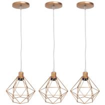 Kit 3 Pendente Aramado Diamante Luminárias Lustre Cabo Cristal P Teto Retrô Agp Ilumini Industrial Kit 3 Pendente Aramado Diamante Luminárias Lustre Cabo Cristal P Teto Retrô Agp Ilumini Industrial